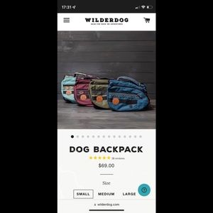 Wilderdog dog backpack and harness - size large - olive green - brand new